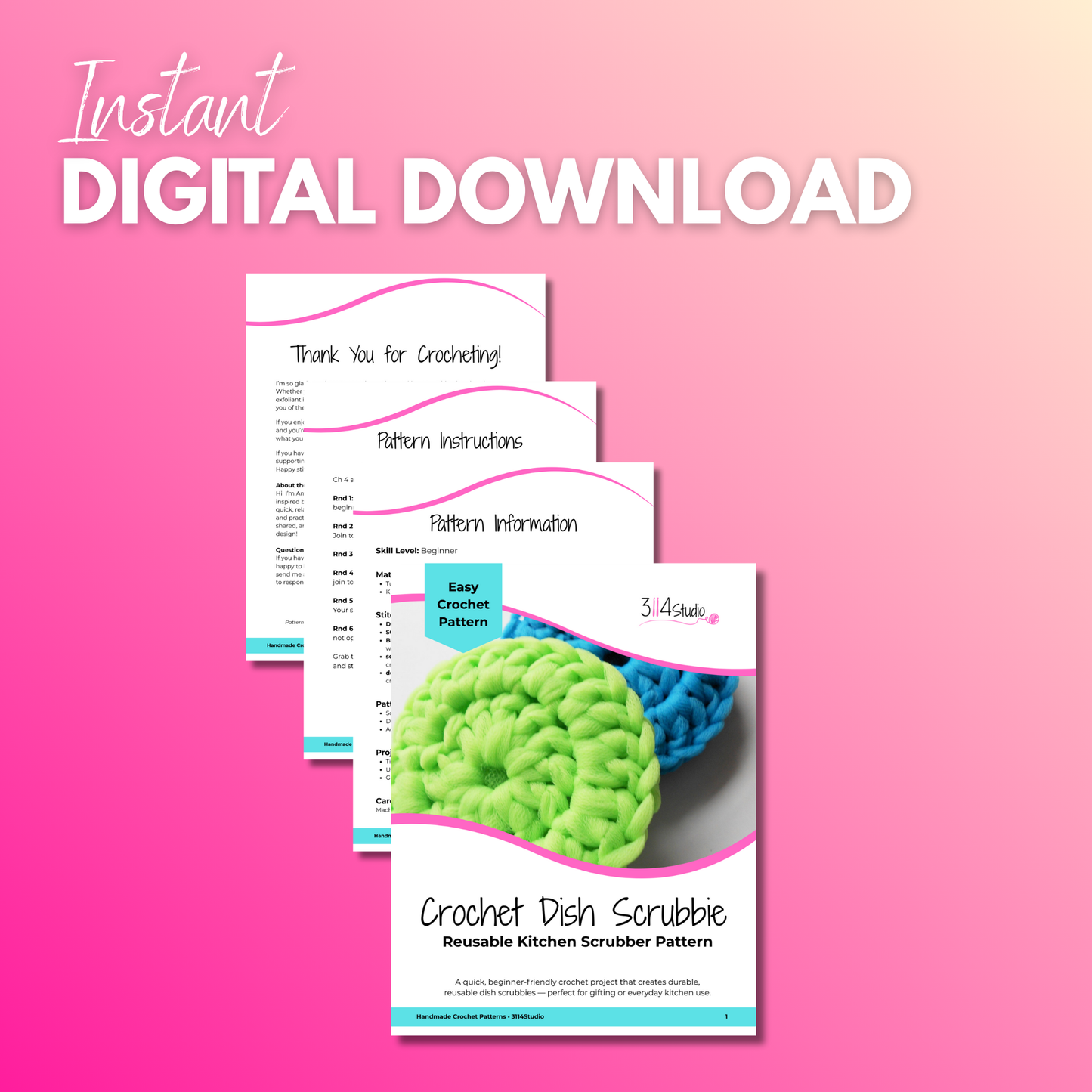 Crochet Scrubbie Pattern (Beginner-Friendly PDF for Dish & Face Scrubbies)